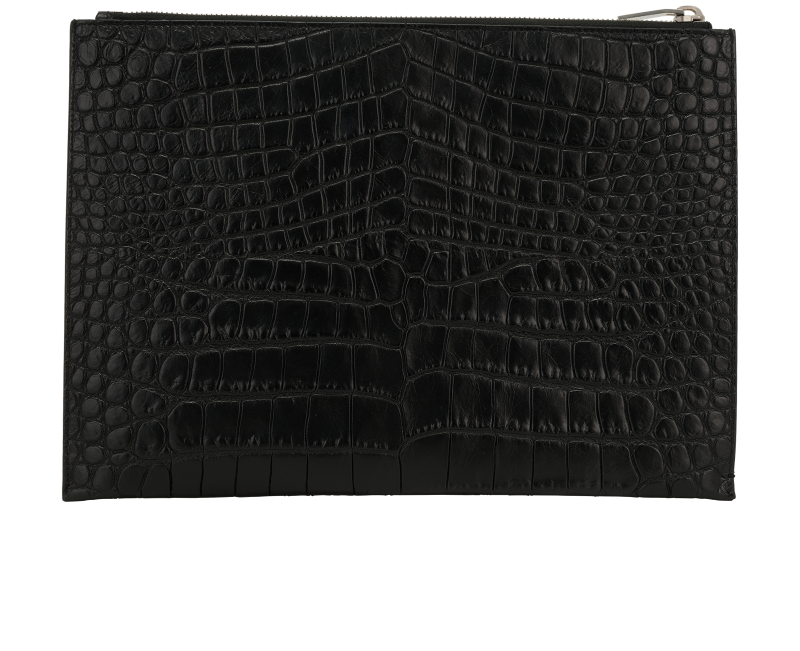 Saint Laurent Zipped Pouch, &pound;390, Accessories, Black, Mock Croc, Back view